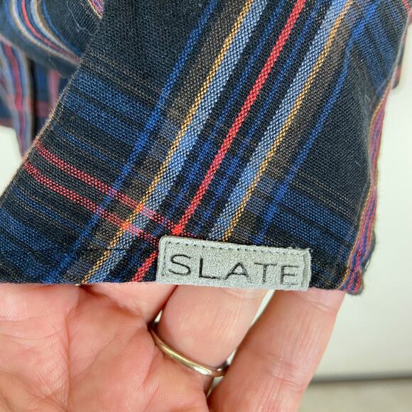 Slate Denim Co Plaid Dylan Shirt Size XL Button Down Black Red Multi Cotton - Picture 3 of 8
